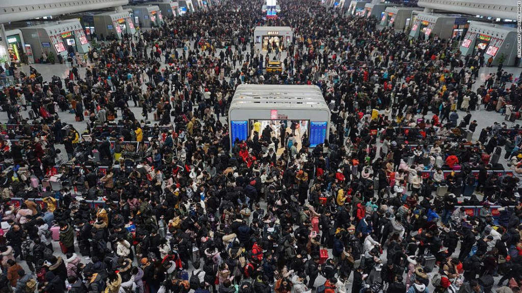 Busy airport scene